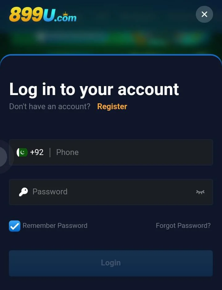 899 U Game register, login