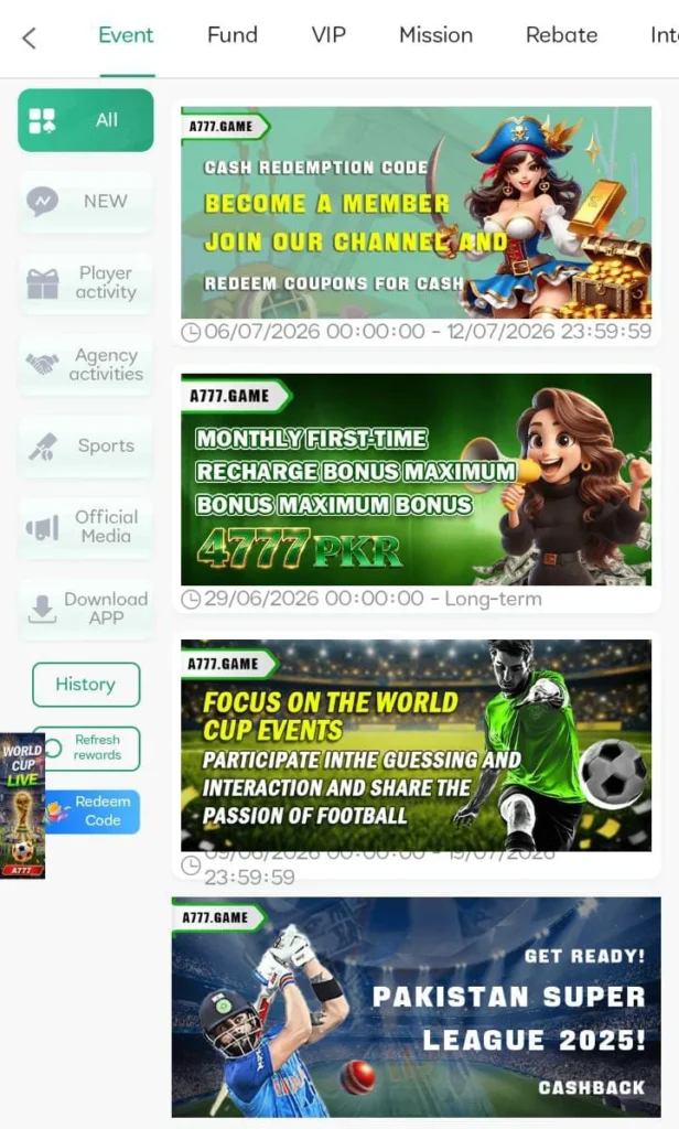 A 777 Game promotions