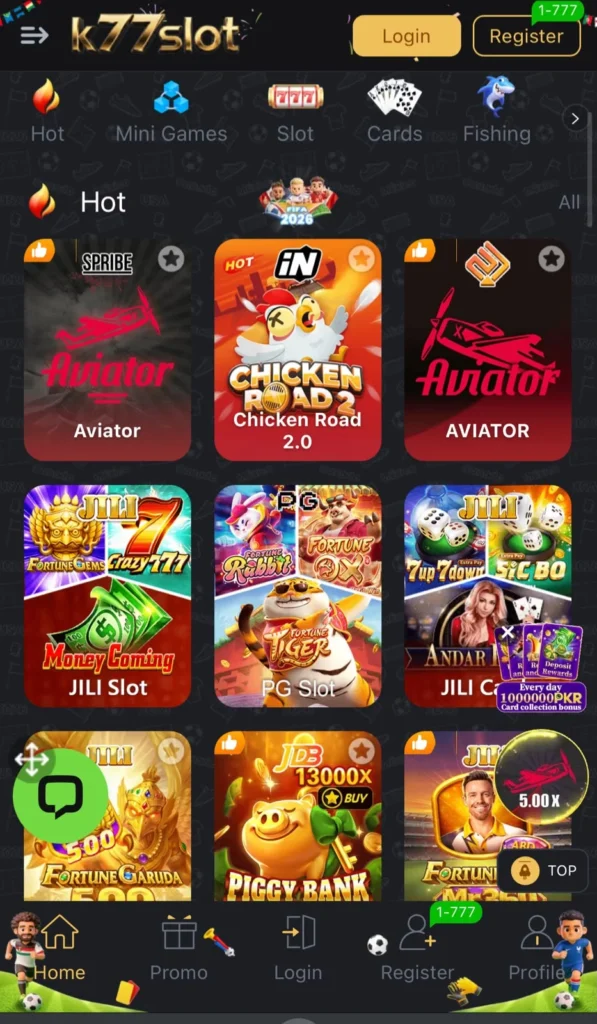 K 77 Slot Game home page