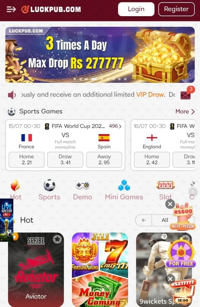 LuckPub Game home page