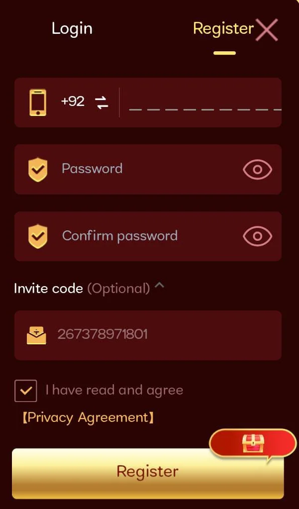 M 91 Game register, login