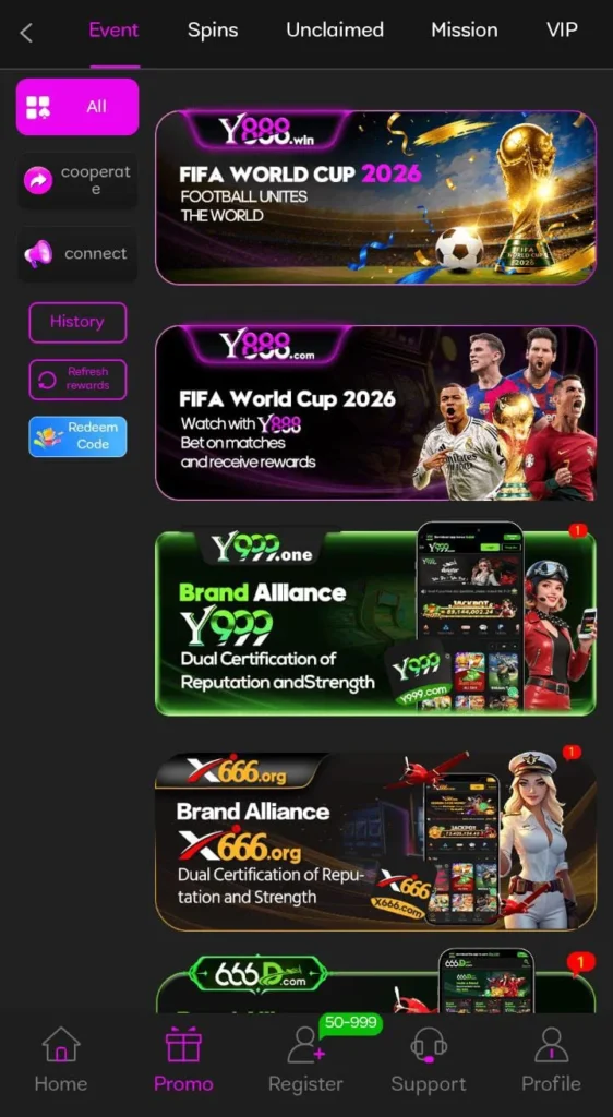 Y 88 Game event promotions
